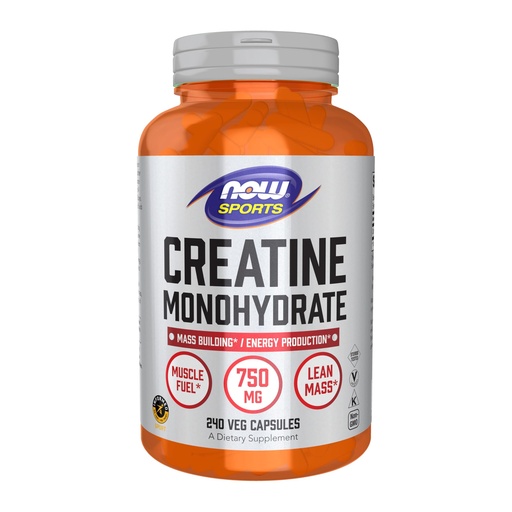 [BRSROAIPOAOQO33G] Now Foods Sports Nutrition, Creatine Monohydrate 750 mg, Mass Building*/Energy Production*, 240 Veg Capsules