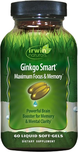 [BRSROY34CEBGYHTH] Irwin Naturals Ginkgo Smart Powerful Nootroppic Brain Booster - Podporuje maximální paměť, Focus & Mental Clarity s DMAE, Clubmoss, Cholin & Acetyl L-Carnitin - 60 Tekuté ponožky