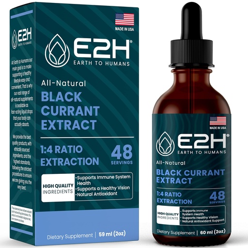 [BRSRMYD7BEHWMELJ] E2H Natural Black Currant Extract, Cold Pressed Black Currant Seed - Immune System Health - Fast Absorbing Liquid - 2 Fl Oz