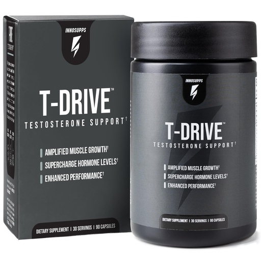 [BRSW2GA3BMFRM335] InnoSupps T-Drive Testosterone Booster Enhance Performance Amplify Muscle Growth, Increase Libido & Energy Levels w/KSM-66 Ashwagandha, Magnesium, Vitamin D, Niacin Boron, Fenugreek, 90 Caps, 30 Days