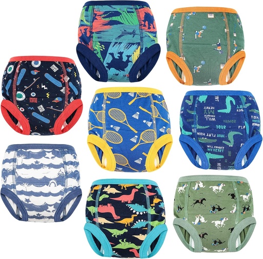 [BRSRMZQHPMMR62TL] MooMoo Baby 8 Packs Potty Training Pants Cotton Absorbent Training Underwear for Toddler Boy and girls 2T-9T