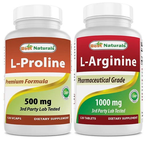 [BRSRMBD6AQOQ2ALB] Best Naturals L-proline 500 mg & L-Arginine 1000 mg