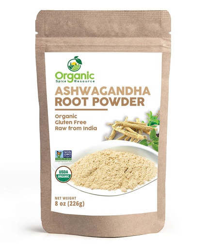 [BRSWYBLYBZ6R6YI4] Organic Ashwagandha Root Powder -8 Ounce | Lab Tested for Purity | Resealable Kraft Bag,Non-GMO, Indian Ginseng, Withania Somnifera -100% Raw from India, by SHOPOSR (8 oz)