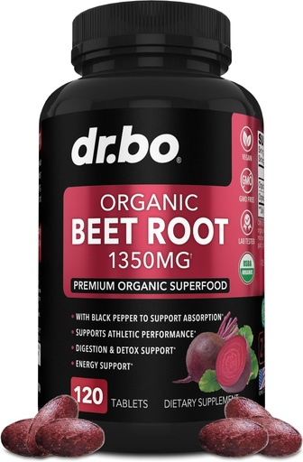 [BRSROHY5PIBRSGQZ] Organic Beet Root Capsules Supplements - 1350mg Beetroot Powder Extract Pills, Organic Beet Root Powder Supplement, Super Nitric Oxide Beets High Circulation Total Vitamins Support - 120 Beets Tablets