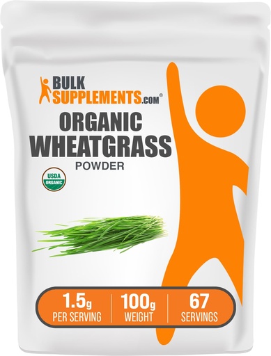 [BRSWKFIOAAFWCADY] BulkSupplements.com Organic Wheatgrass Powder - Organic Super Greens Powder, Superfoods Supplement - Vegan & Gluten Free, 1.5g per Serving, 100g (3.5 oz) (Pack of 1)
