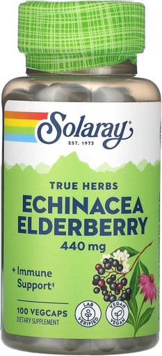[BRSWIYTYCUPW22TY] SOLARAY Echinacea and Elderberry Capsules, 440 mg | 100 Count