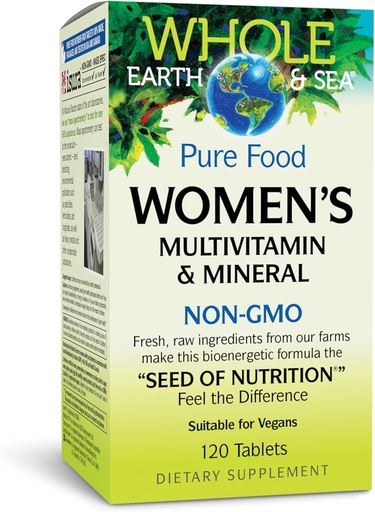 [BRSWGGI6BV4AO2Q3] Natural Factors Whole Earth & Sea Women's Multivitamin & Mineral, Whole Food Supplement, Vegan, 120 Tablets