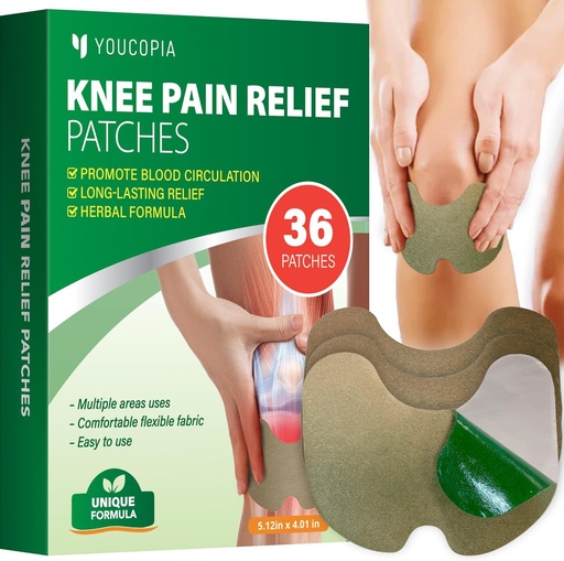 [BRSRMHDQBAGWOYI7] YOUCOPIA Knee Pain Relief Patches: 36 Count Natural Herbal Relieving Paste for Long Lasting Muscle and Joint Relief - Mugwort Arthritis Heat Patches Kit