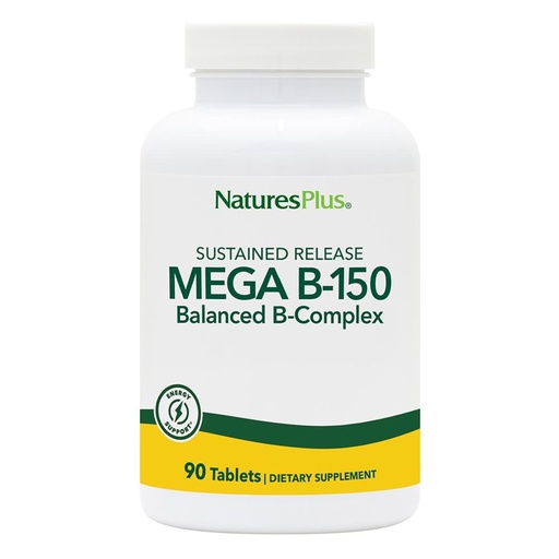 [BRSWIYTYO4GWIETA] NaturesPlus Mega B-150 Complex - 90 Sustained Release Vegetarian Tablets - Maximum Potency B Complex Vitamin Supplement - Energy & Brain Booster - Gluten Free - 90 Servings
