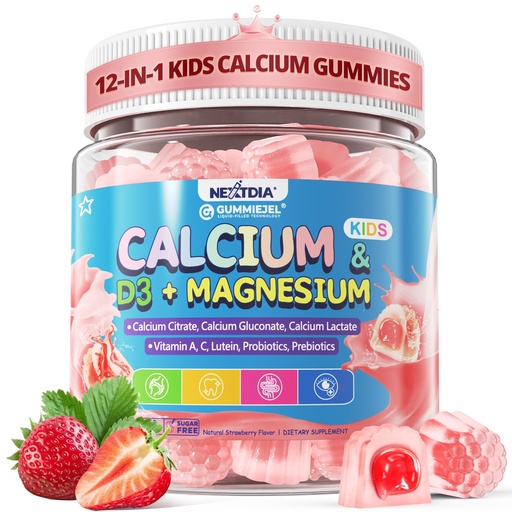 [BRSRAGI5AB6BUCAV] Kids Calcium Gummies + D3 & Magnesium for 4+, with Calcium Citrate Calcium Gluconate, Calcium Lactate, Probiotics & Prebiotics for Children Bone Health,Muscle Support,Digestive Health,Sugar Free 60Cts
