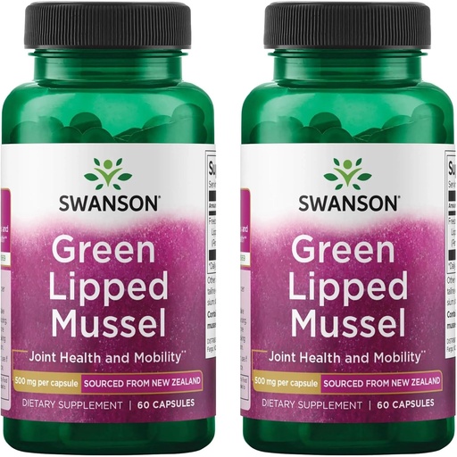 [BRSWGFD3BYFAM33K] Swanson Green Lipped Mussel (Freeze-Dried) - New Zealand Joint Health & Mobility Supplement - Natural Formula May Support Heart Health & Digestive Function - (60 Capsules, 500 mg cada uno) (2 Pack)