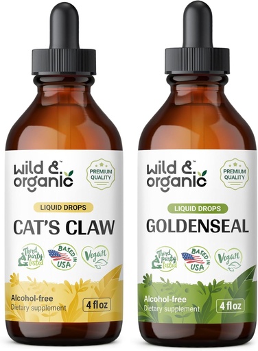 [BRSRAGANCQBROCL6] Wild & Organic Cat's Claw Tincture 4 fl oz & Goldenseal Tincture 4 fl oz