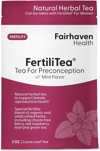 [BRSWIYT7CAHQKHTC] Fairhaven Health FertiliTea | Organic Fertility Tea for Women to Support Reproductive Health* | Prenatal Herbal Tea to Support Menstrual Cycle & Hormone Balance* | Contains Vitex | Mint | 60 Servings