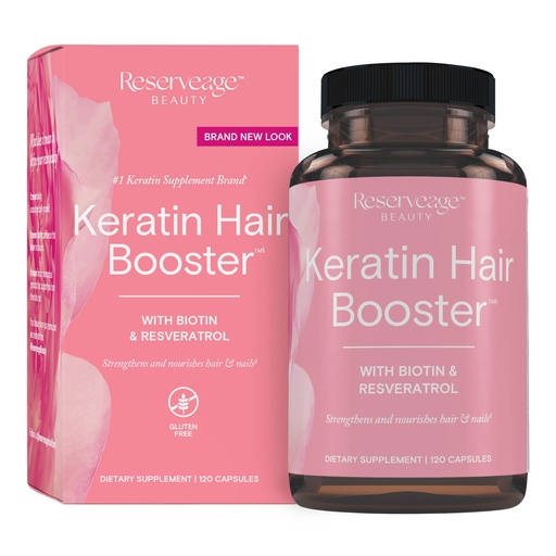 [BRSWKHQROR6AIH3C] Reserveage Beauty Keratin Hair Booster with Biotin & Resveratrol - Hair & Nail Growth Supplement for Women - Supports Healthy Thickness & Shine with Biotin - 120 Capsules (60 Servings)