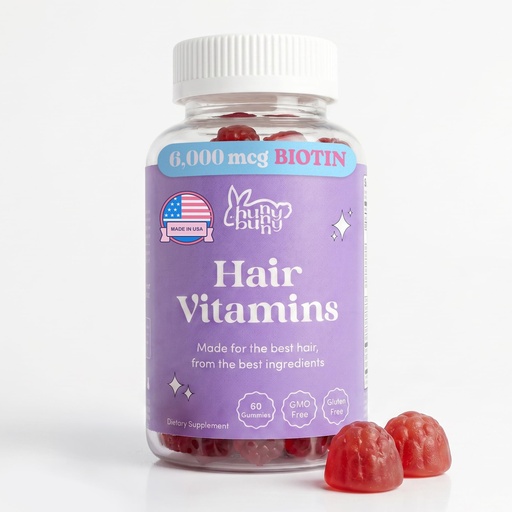 [BRSWYFITBUAQEFDU] Hunny Bunny Hair Skin and Nails Vitamins Gummies for Women and Men, Biotin with Folic Acid, B12, Collagen, Zinc, Gelatin-Free, Non-GMO, Made in USA, 60 Count