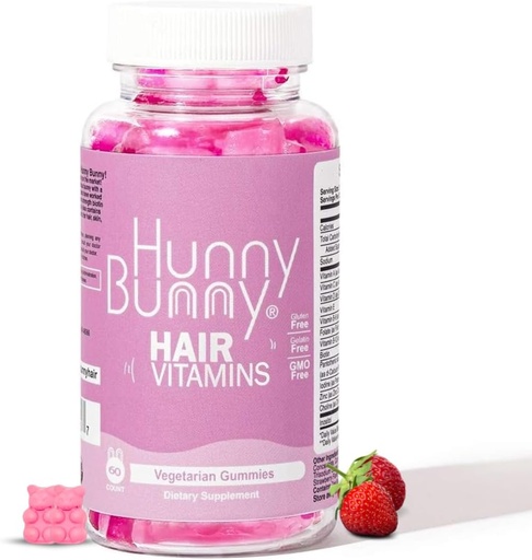 [BRSWYFITBUAQEFDU] Hunny Bunny Ile Bitamina Biotin Gummies - Biotin osagarria A, C, D, E, B6 bitaminarekin - Ile-hazkuntza, azala, Nail bitaminak - Ez GMO, Gluten Free - 60 Gummies
