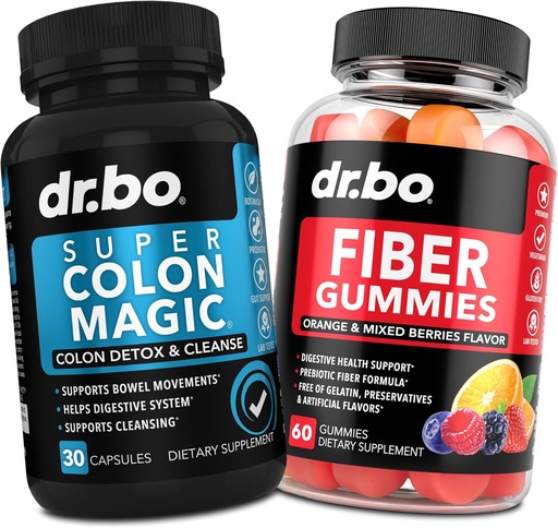 [BRSRAGINBUFBUEI6] DR. BO Fiber Gummies & Colon Cleanse Supplements - Maitsev Gummy Prebiootiline Fiber Supplement - Super Colon Magic Bowel Movement Support soolestiku ja kõhu puhastamiseks