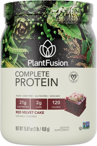 [BRSWIZTYOZ5B4C3K] PlantFusion Complete Vegan Protein Powder - Plant Based Protein Powder with BCAAs, Dgestive Enzymes and Pea Protein - Keto, Gluteeniton, soijaton, Ei meijeri, Ei sokeria, ei GMO - Red Velvet 1 lb