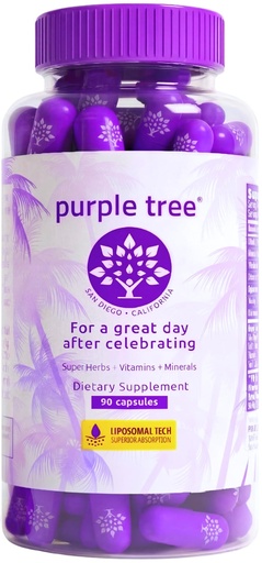 [BRSW2FANAEPAA3Q6] purple tree Post-Celebration Wellness Supplement | Liposomal Dihydromyricetin (DHM), L-Glutathione, Milk Thistle for Liver Support & Hydration | Electrolytes, B Vitamins, Willow Bark | 90 Pills
