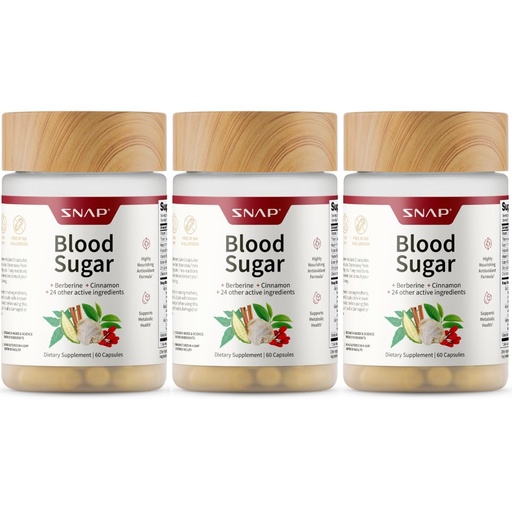 [BRSRMFIEB5YGE3IZ] Snap Supplements Blood Sugar Blend with Berberine, CoQ10, Cinnamon, and Gymnema to Support Already Healthy Blood Sugar, Metabolic Health and Energy, Sugar Free, 60 Capsules 3-Pack (Packaging May Vary)