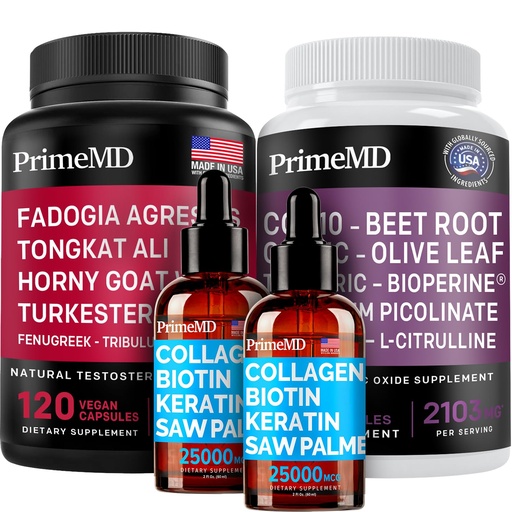 [BRSROAA3CQIAICQV] Liquid Collagen Biotin (2pk), Fadogia Tongkat Ali (1pk), and Nitric Oxide (1pk) Supplement Bundle - Potent Vitamins for Hair, Skin, Nails, Heart, Energy, & Testosterone Support - Non-GMO, Vegan