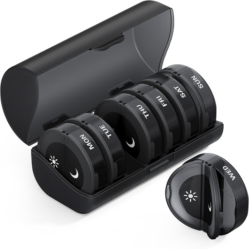 [BRSWYZL7BMBB63LP] TookMag Pill Organizer 2 Times a Day, Medicine Pills Organizer, Weekly Pill Organizers AM PM Pill Box, Large Capacity 7 Day Pill Box for Medicine/Vitamin/Fish Oil/Supplements (Black)