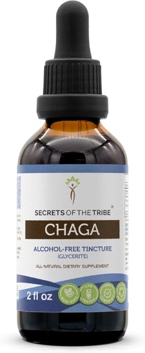 [BRSWGZQHAEPQA33P] Secrets of the Tribe Chaga Tincture Alcohol-Free Extract, High-Potency Herbal Drops, Tincture Made from Wildcrafted Chaga (Inonotus obliquus) Dried Mushroom 2 oz