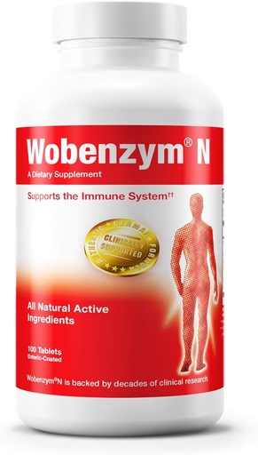 [BRSWIYYOA4HBC2TA] Douglas Laboratories Wobenzym N - Autentyczny Suplement Niemiecki - Enzymy Systemowe - System immunologiczny i zdrowie wspólne * - Z Papain, Rutin & Bromelain - 100 Tabletki powlekane