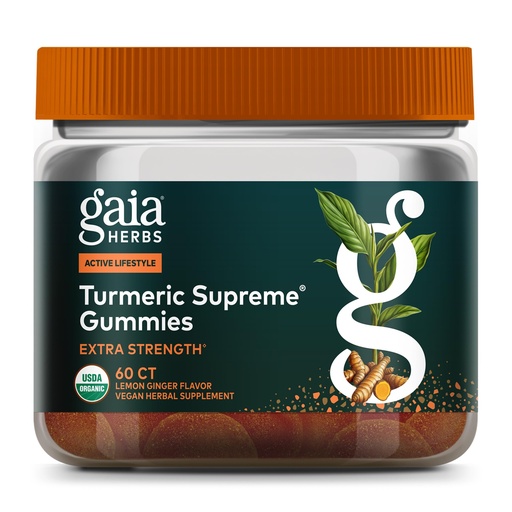 [BRSWYCQHA4FGA23F] Gaia Herbs Turmeric Supreme Gummies Extra Strength - Supports Healthy Inflammatory Response in Healthy Individuals* - Lemon Ginger Flavor - 60 Vegan Organic Gummies (20 Servings)