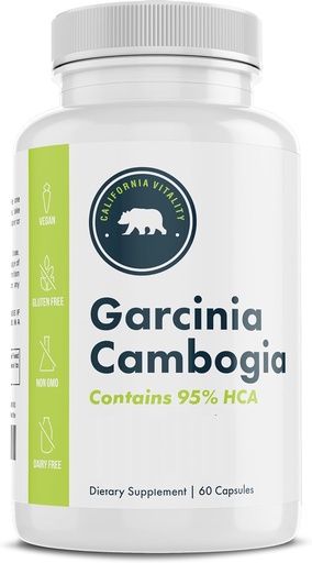 [BRSRAYALBAFGEGYV] Garcinia Cambogia, 95% HCA 60 capsule, con cromo - fatto negli Stati Uniti, Vegan, non OGM, senza glutine, e senza latticini