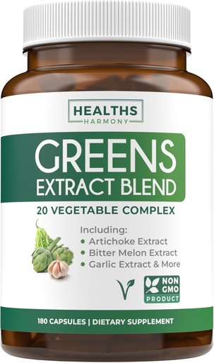 [BRSRAZD2CV7BQDQZ] Super Greens Antioxidants Superfoods 2250mg Supplement - 20 Ingredients with Sprouts, Mushrooms, Roots, Garlic, Bitter Melon, Artichoke, Celery Seed, Cayenne pepper, Alfalfa NON GMO - 180 Capsules