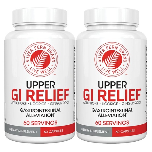 [BRSWYGL2CAFA42TH] Silver Fern GI Relief - Natural Herbal Supplement - All Natural with Artichoke Leaf Extract, Ginger Root Extract, and GutGuard Licorice Flavonoids (2 Bottles - 120 Capsules - 60 Day Supply)