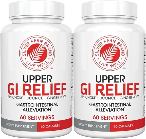 [BRSWYGL2CAFA42TH] Silver Fern GI Relief - Natural Herbal Supplement - All Natural with Artichoke Leaf Extract, Ginger Root Extract, and GutGuard Licorice Flavonoids (2 Bottles - 120 Capsules - 60 Day Supply)