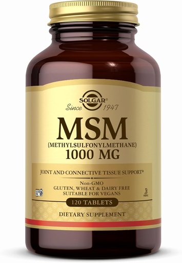 [BRSWIYTYOUIRG3DI] Solgar MSM 1000 mg - 120 Tablets - Supports Joints & Connective Tissue - Non-GMO, Vegan, Gluten Free, Dairy Free, Kosher - 120 Servings