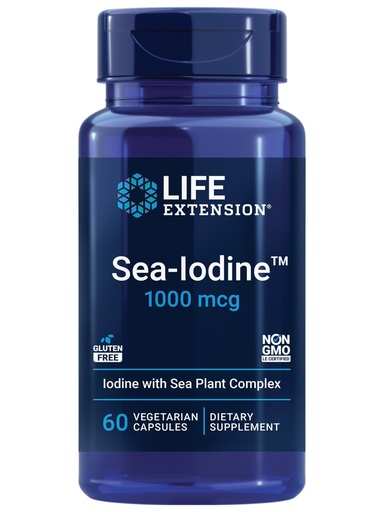 [BRSWIZYGC4BBCET6] Life Extension Sea-Iodine™, kelp and bladderwrack-derived Iodine, Supports Healthy Levels of This Essential Nutrient for Thyroid Health and Beyond, Non-GMO, Gluten-Free, Vegetarian, 60 Capsules