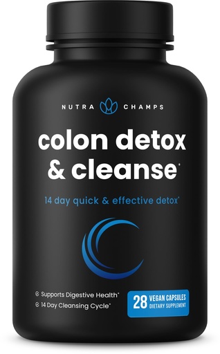 [BRSWGAAPC55WAE32] NutraChamps Colon Cleanse & Detox for Weight Loss [14 Day Quick Cleanser] Safe & Effective Formula with Probiotic & Digestive Enzymes for Constipation Relief