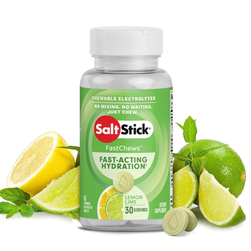 [BRSWKGY4CUABU2Q3] SaltStick Electrolyte FastChews - 60 Count Lemon Lime Flavor - Chewable Electrolyte Tablets for Hydration, Salt Tablets, Dehydration Relief