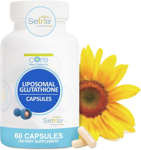 [BRSRMHA7CQOQ2D3U] Core Med Science Liposomal Glutathione Supplement (500mg, 60 Capsules) - Pure Reduced Setria with Phospholipid Complex - Antioxidant Supplement for Energy, Brain Health, Skin & Liver Health