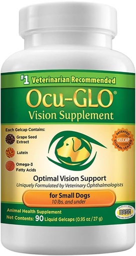 [BRSWKHYIO57QCGD3] Ocu-GLO 小狗的愿景补充 - Lutein, Omega-3 Fatty Acids, Grapeseid 提取 - 支持狗的优化眼部健康与愿景 - 犬眼健康抗氧化剂 - 90ct SNIP CAPS
