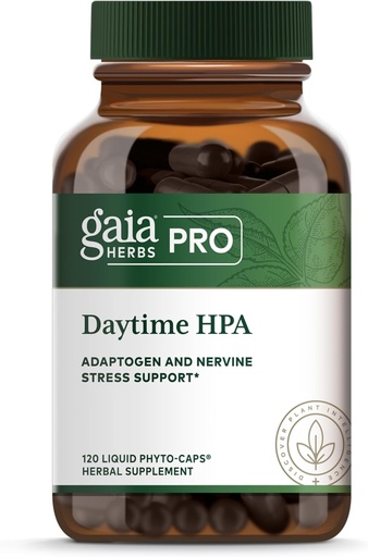[BRSWIYADBUABM2A3] GAIA HERBS PRO Daytime HPA - Adaptogen Supplement - Sistem nervos Supplement cu ulei de măsline & Rhodiola* - Vegan, Gluten-Free, Soy-Free - 120 Fito-Caps lichid (60 Servings)
