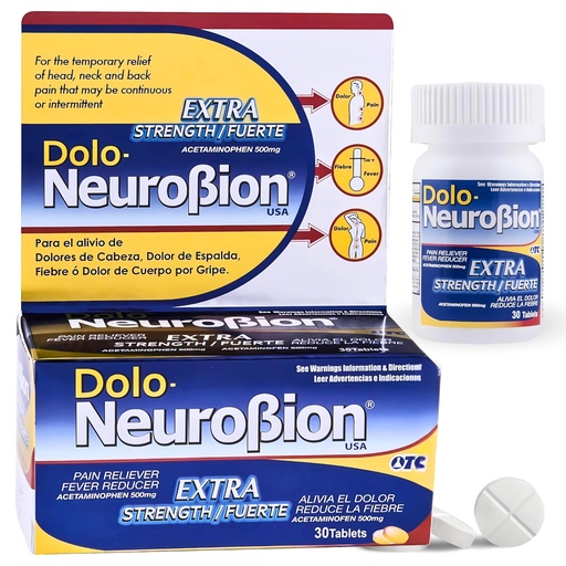 [BRSWKZ36AJ6WK2L2] Dolo Neurobion 30 Tablets - Pain Reliever, Fever Reducer, Extra Strength, Fuerte, Alivia el Dolor, Reduce la Fiebre