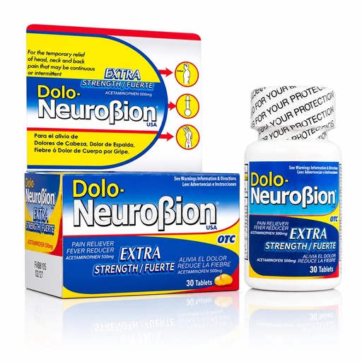 [BRSWKZ36AJ6WK2L2] Dolo Neurobion 30 Tablets - Pain Reliever, Fever Reducer, Extra Strength, Fuerte, Alivia el Dolor, Reduce la Fiebre