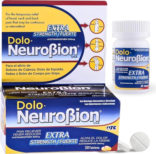 [BRSWKZ36AJ6WK2L2] Dolo Neurobion 30錠 - 痛みリバイバー、フィーバー減速機、余分な強度、フエルテ、アリビアエルドラー、ラフェーブルを減らす