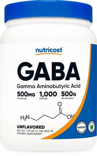 [BRSWK2YMBF5AMCQZ] Nutricost Pure GABA 500G Powder (Gamma Aminobutyric Acid) (500 Grams/1.1 pounds)