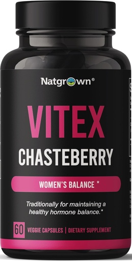 [BRSRAED7BMBAK2Y3] Natgrown Vitex Chasteberry Supplement for Women 1,000 mg - Agnus Castus Chaste Tree Vitex Berry Fruit Extract Capsules - 60 Ct