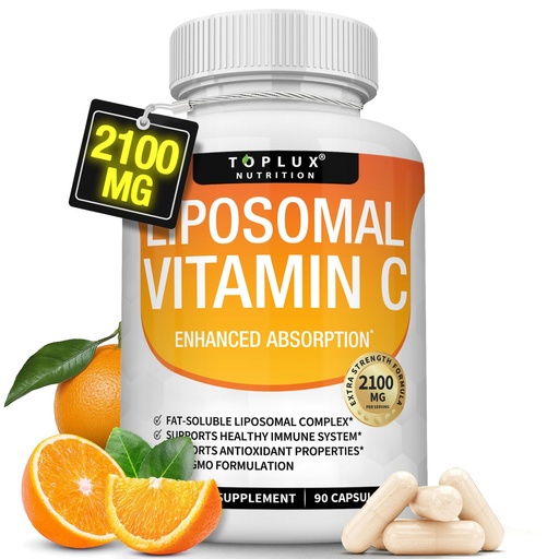 [BRSROHQPBUMGY3DA] Liposomal Vitamin C 2100mg High Absorption Fat Soluble VIT C - Immune Support Collagen Booster Immunity Defense & Powerful Antioxidant, MCT Oil & Sunflower Lecithin, Acsorbic Acid, Vegan Non-GMO