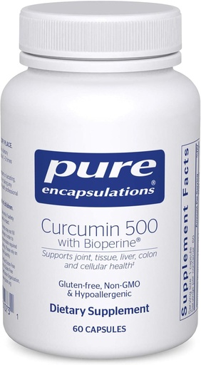 [BRSWGFL3CN5QYA32] Pure Encapsulations Curcumin 500 med Bioperine - Antioxidant Supplement för att stödja gemensamma, Tissue, Liver, Colon & Cellular Health * - med gurkmeja Curcumin & Bioperine - 60 kapslar