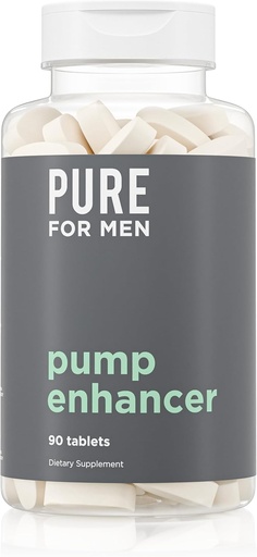 [BRSROFIQAANQEHT2] Pure for Men Pump Enhancer | Pre Workout Supplement for Muscle Pump, Stamina eta Odol-fluxu handitua | Nitric Oxide Booster with L-Arginine & L-Citrulline | Focus and Energy Support | 90 Count