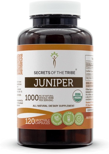 [BRSRMCQTOUHQOCA7] Secrets of the Tribe Juniper USDA Organic | Made with Vegetarian Capsules and Certified Organic Juniper (Juniperus communis) Dried Berry (120 Capsules)