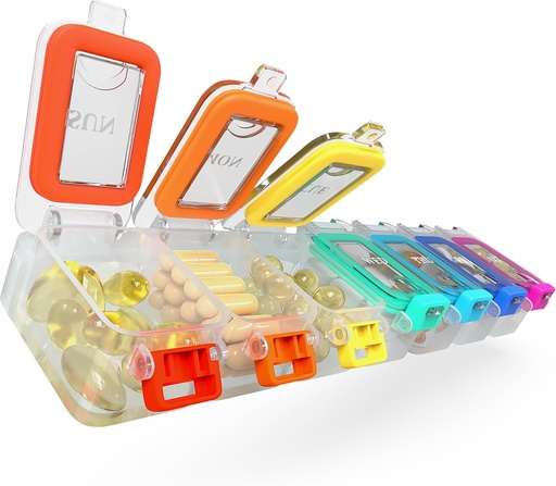 [BRSROHQFDEFA4FA3] BEXEEN Cotygodniowy lek Pill Organizator wodoodporny 7 Dzień duży pill Pudełko Codzienny pill Case Cute Witamina Organizer Przenośny pojemnik na tabletki Podróże Holder XL Suplement leków Dispenser jeden dzień